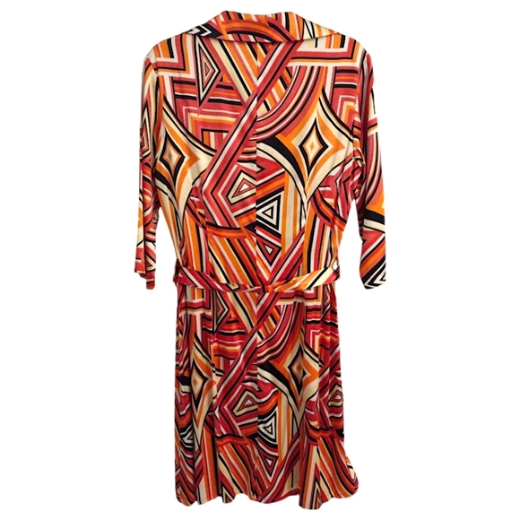 Girlfriend by Silversilk Geometric Silk Button Front Dress, Size L, Multicolored - Picture 3 of 5